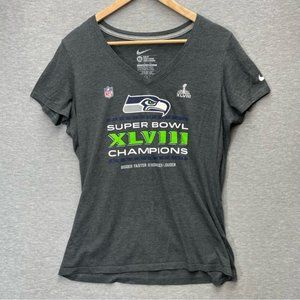 Nike Womens Gray Seattle Seahawks Super Bowl Slim Fit T-Shirt